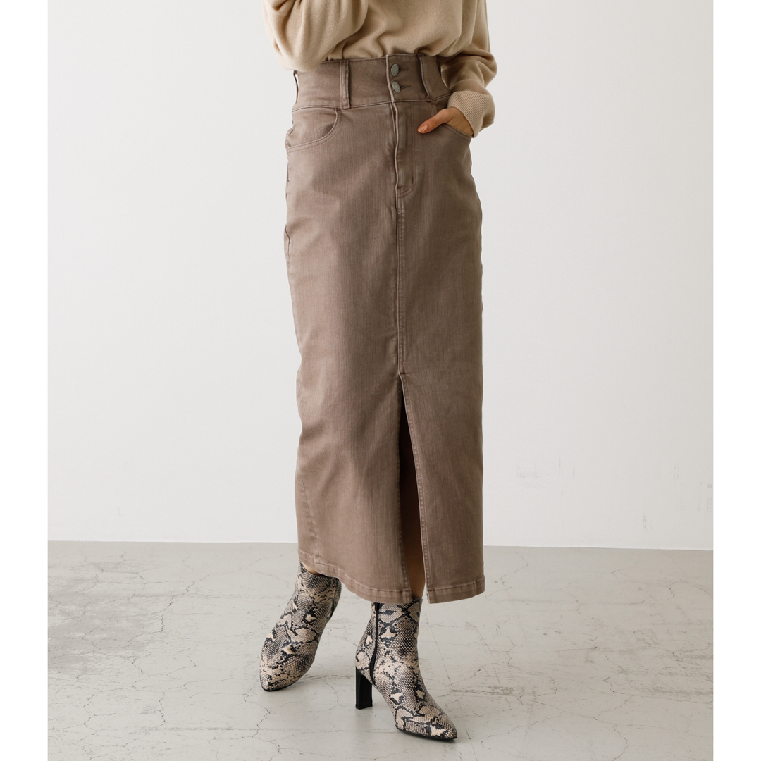 AZUL by moussy(アズールバイマウジー)のアズールバイマウジー　ハイウエストスリットデニムスカート レディースのスカート(ロングスカート)の商品写真
