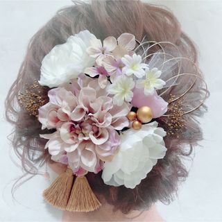 無料水引＊くすみラベンダー＊髪飾り ヘッドドレス 成人式 結婚式 前撮り 和装(ヘアピン)