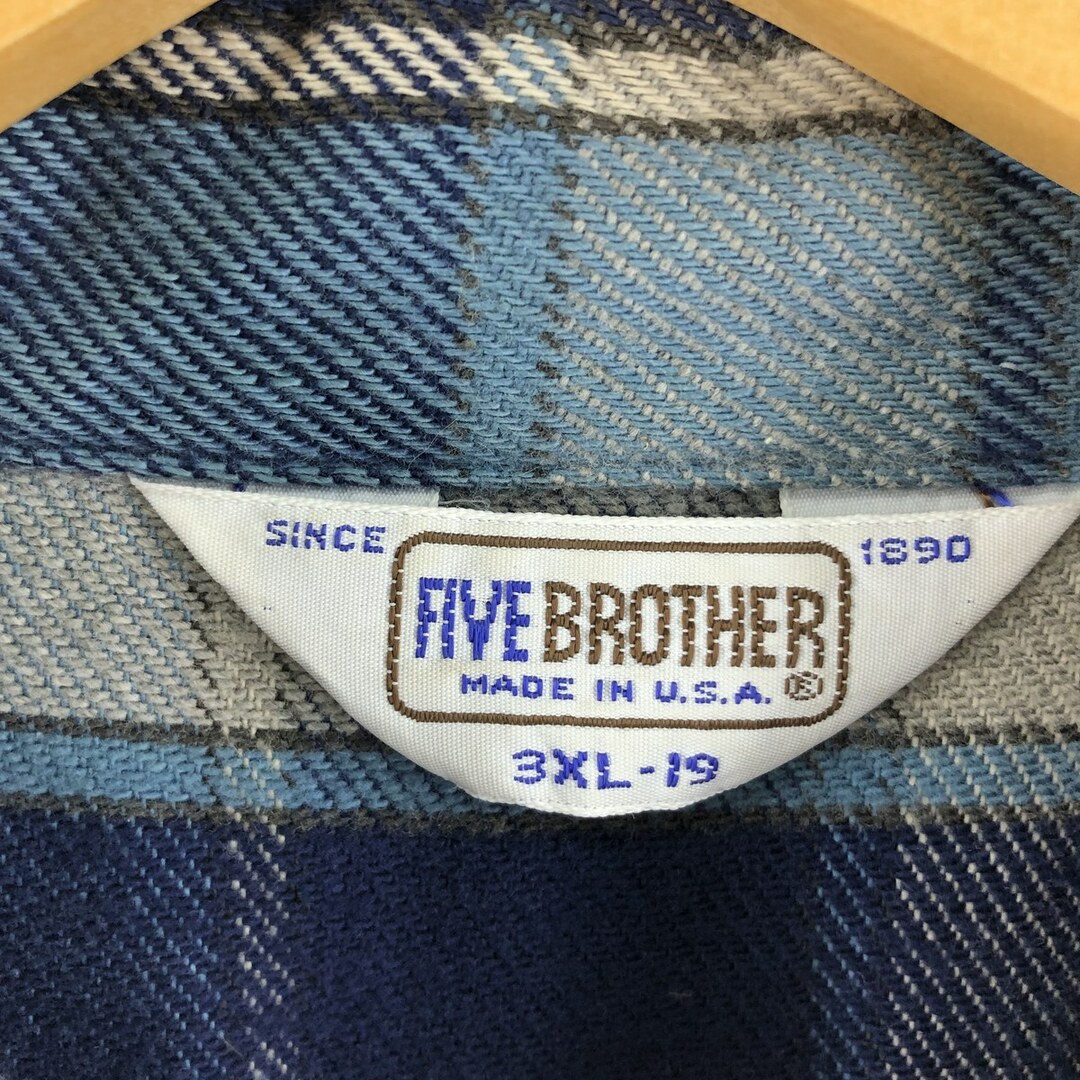 70~80年代 ファイブブラザー Five Brother チェック柄 長袖 フランネルシャツ USA製 メンズXXL ヴィンテージ /eaa364283