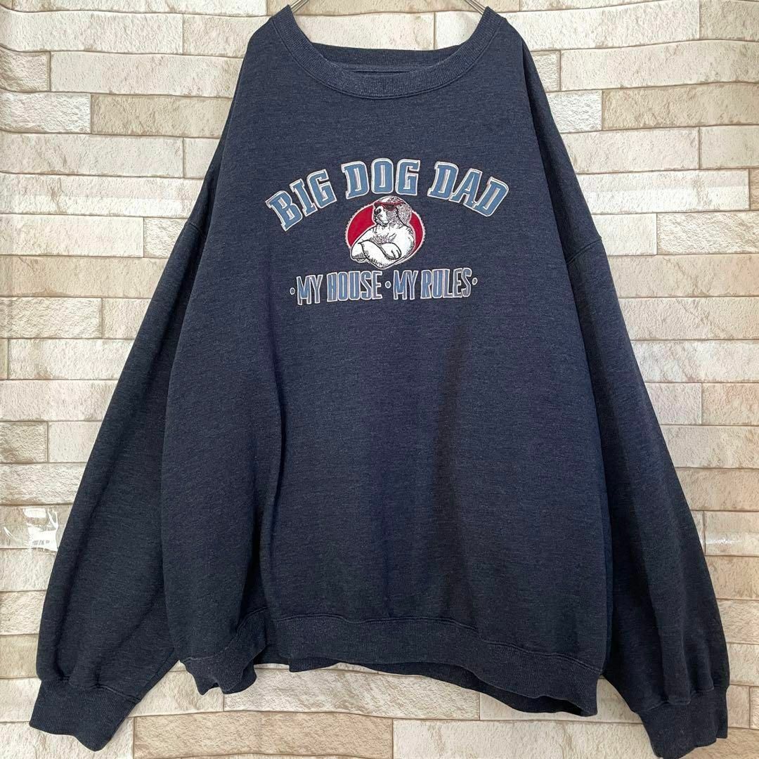 BIG DOGS ロゴ刺繍スウェット ネイビー 長袖 ビッグサイズ