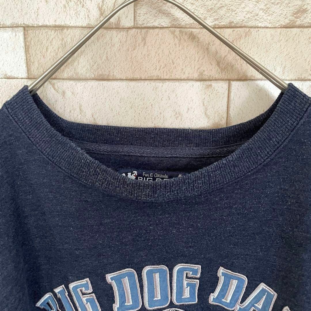 BIG DOGS スウェット 90s 刺繍ロゴ 裏起毛 ネイビー 3XL. - スウェット