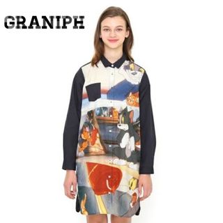 グラニフ(Design Tshirts Store graniph)の【完売品♡】graniph シャツワンピース　トムとジェリー　コラボ　ワンピース(Tシャツ(半袖/袖なし))