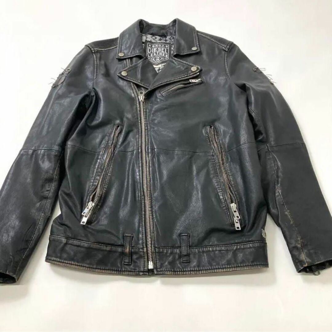 新品 DIESEL ディーゼル ライダースジャケット ラムレザー ダブル レザー