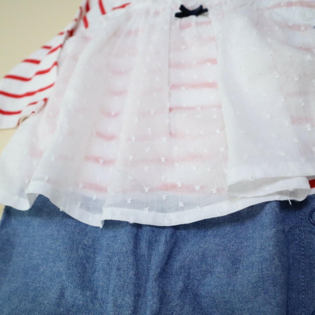 e-baby(イーベビー)のイーベビー　長袖ロンパース　重ね着風【70】 キッズ/ベビー/マタニティのベビー服(~85cm)(ロンパース)の商品写真