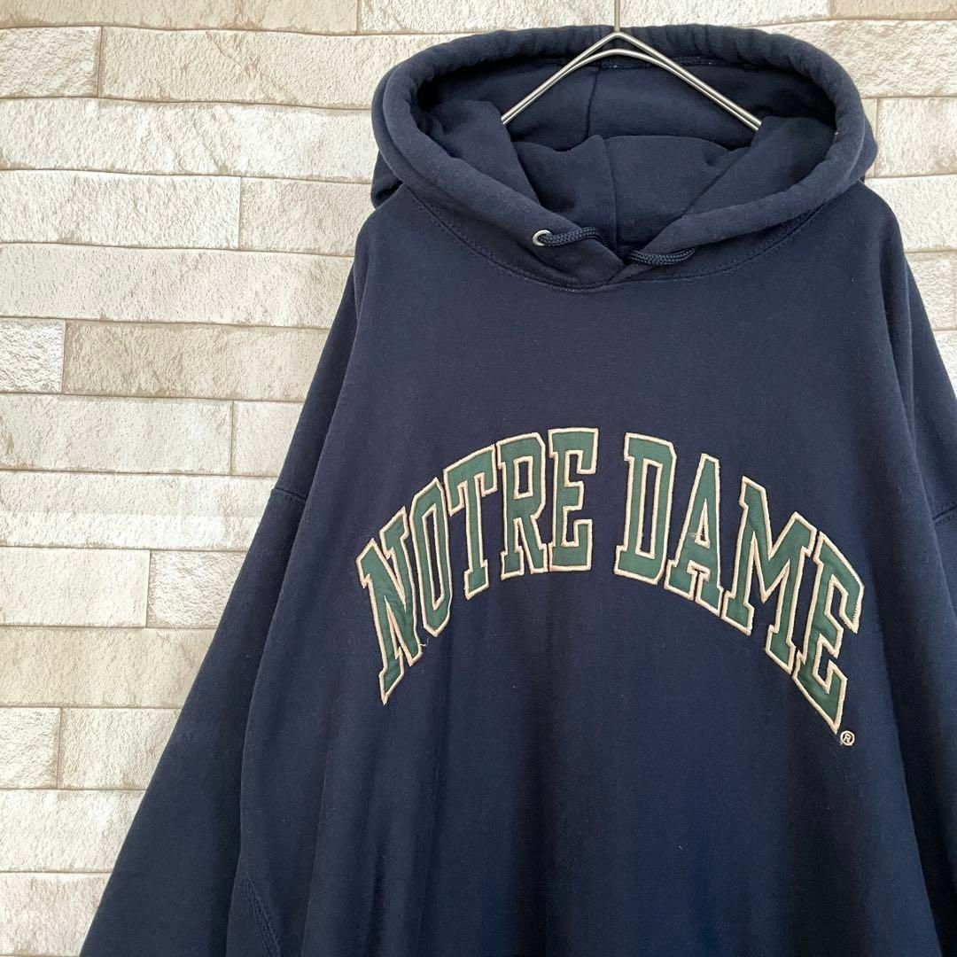 パーカー プルオーバー 刺繍アーチロゴ NOTREDAME ネイビー XL.