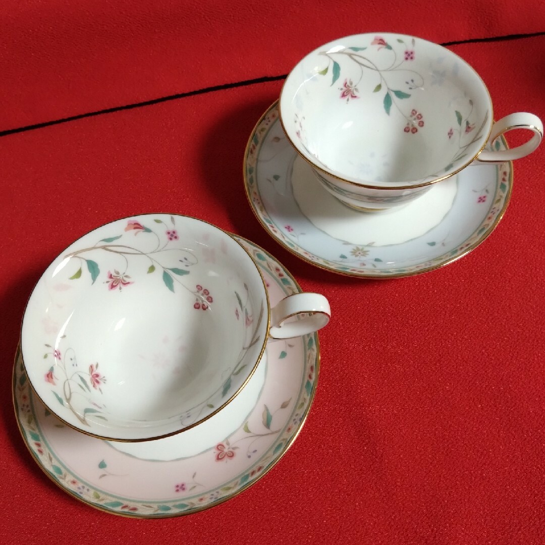 値下げ！新品　Noritake ボーンチャイナ 花更紗 ティー・コーヒー碗皿