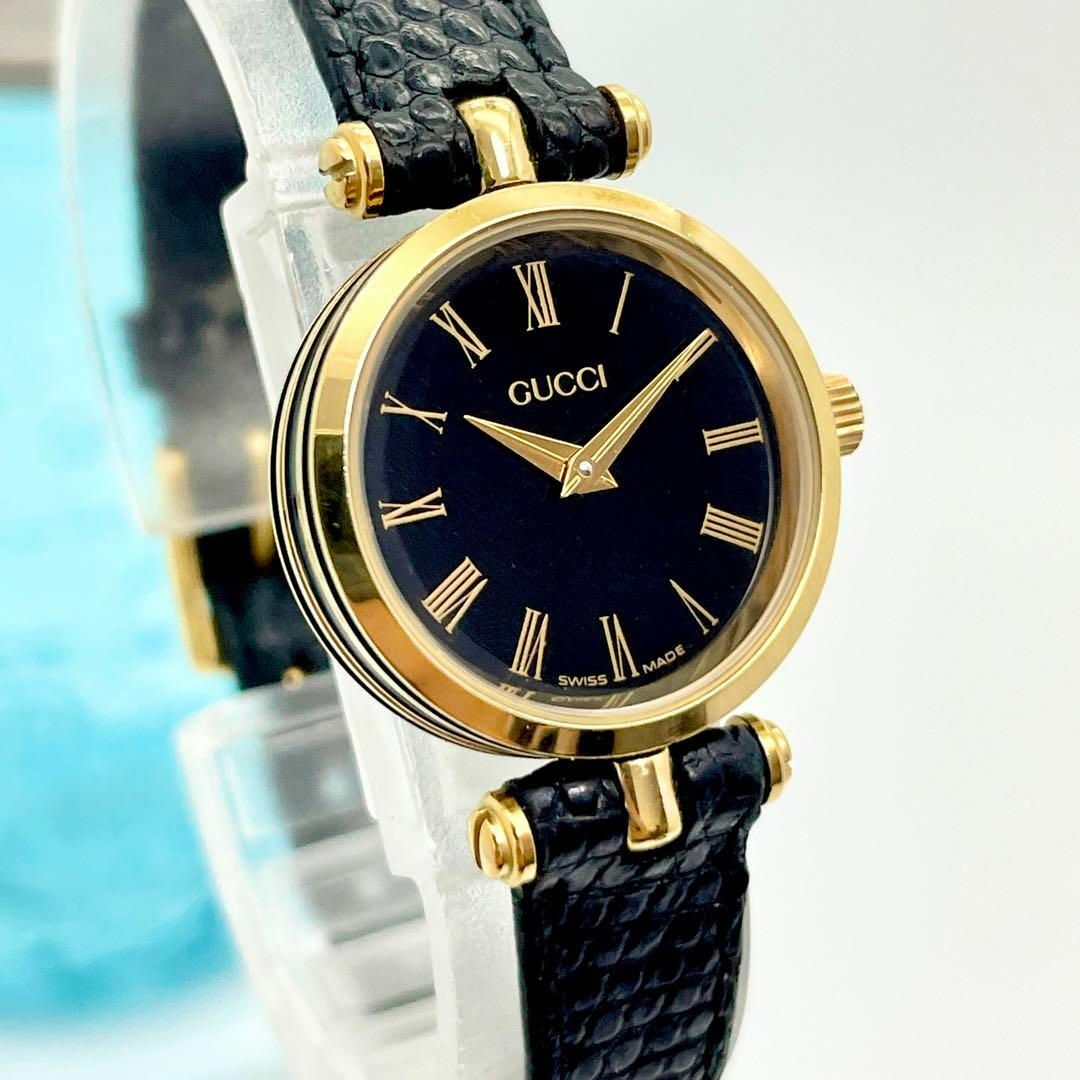 50 GUCCI グッチ時計 レディース腕時計 サイドライン ブラック 希少