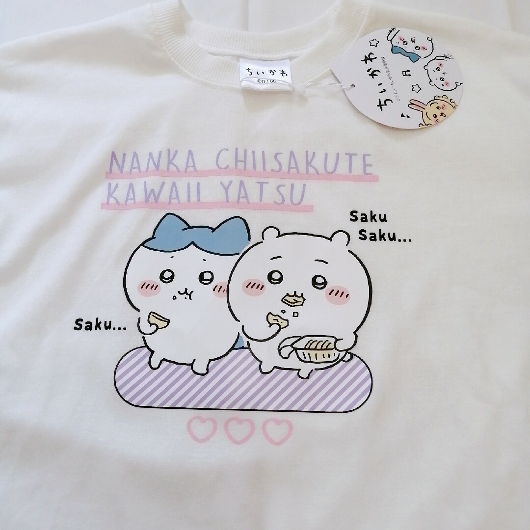 ちいかわ(チイカワ)の【新品】ちいかわ　ハチワレ　半袖Ｔシャツ　150cm　白色　ホワイト キッズ/ベビー/マタニティのキッズ服女の子用(90cm~)(Tシャツ/カットソー)の商品写真