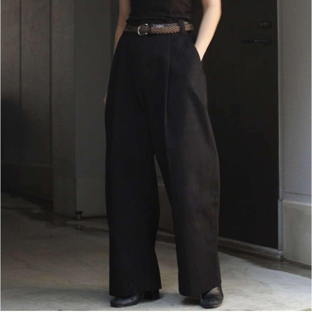 PEACHED COTTON TWILL VOLUME PLEAT PANTS