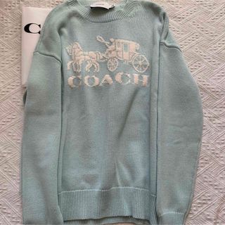 coach カシミヤ混 ホースアンドキャリッジ クルーネックセーター 超美品-