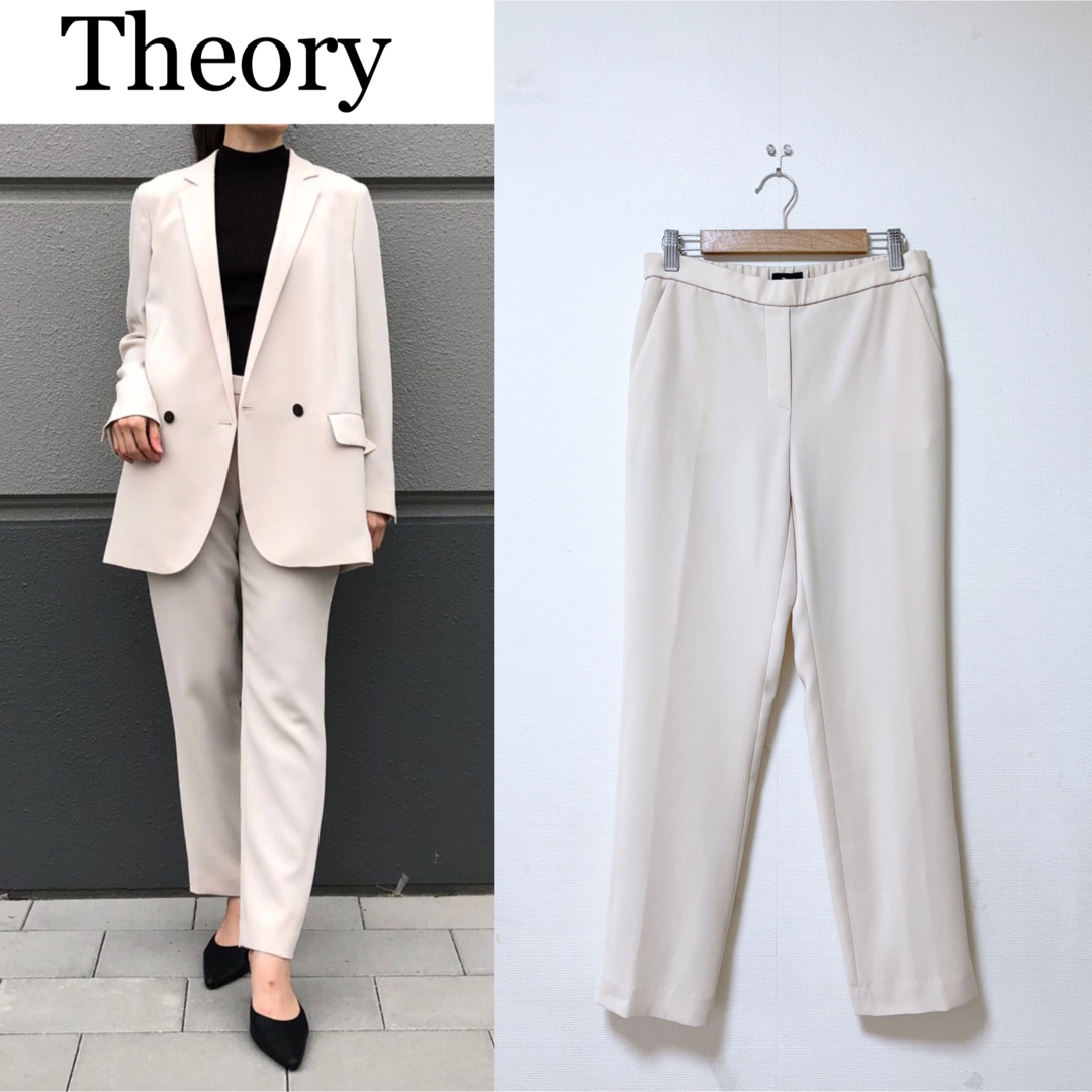 Theory SYNTHETIC CREPE プルオンパンツ アイボリー 2