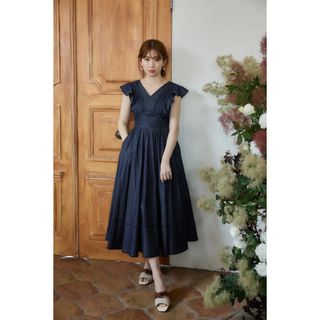 herlipto Denim TrimmedVolumeSleeve Dress