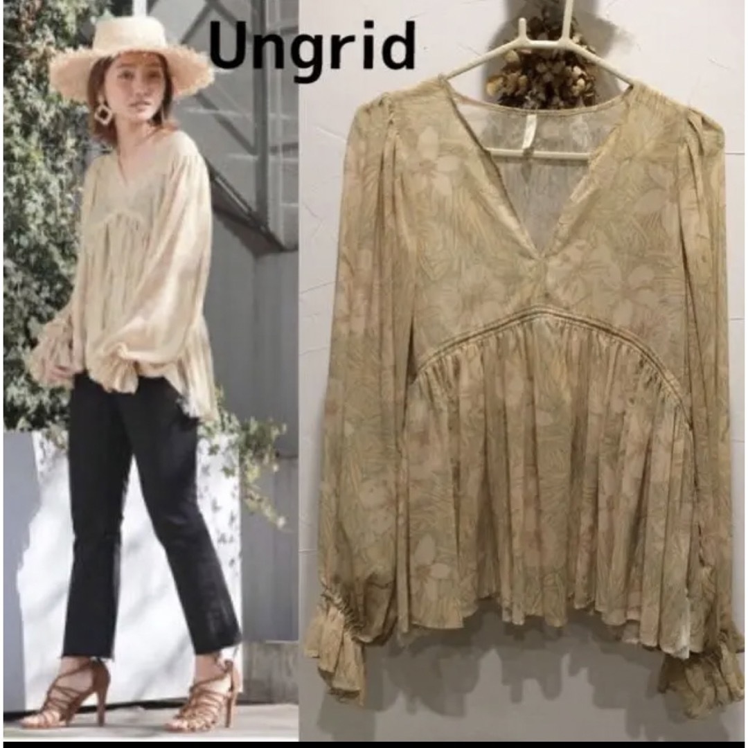 Ungrid(アングリッド)の美品　ungrid  アングリッド フラワープリント楊柳ブラウス レディースのトップス(シャツ/ブラウス(長袖/七分))の商品写真