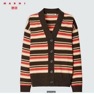 MARNI マルニ カーディガン 40(M位) キャメルxエンジ(ボーダー)