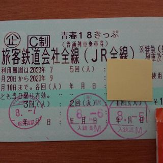 青春18きっぷ 残り一回分 9/3までに発送(鉄道)