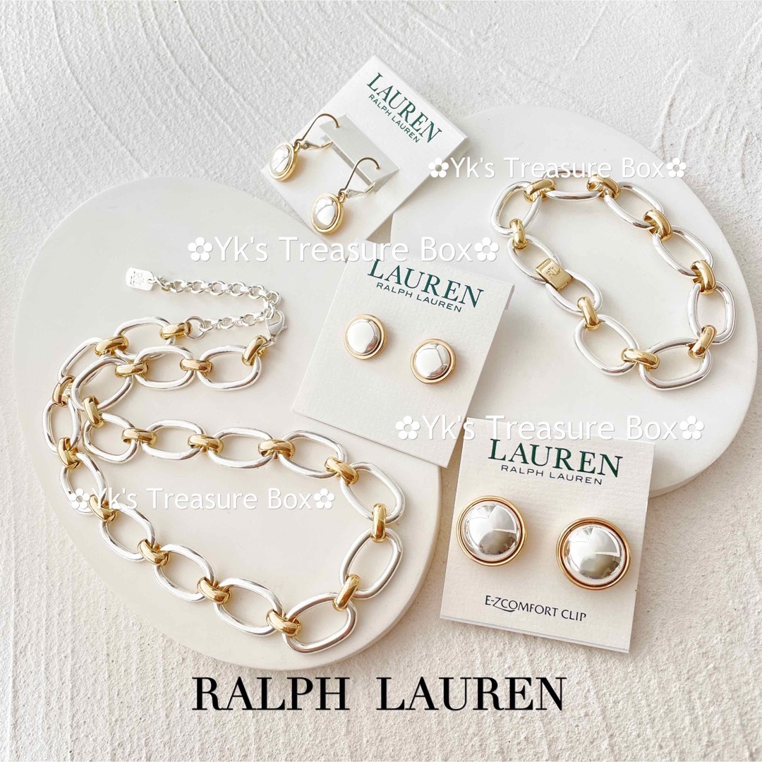 Ralph Lauren(ラルフローレン)のQ142/RALPH LAUREN/2色トーン円形シルバーボタンピアス レディースのアクセサリー(ピアス)の商品写真