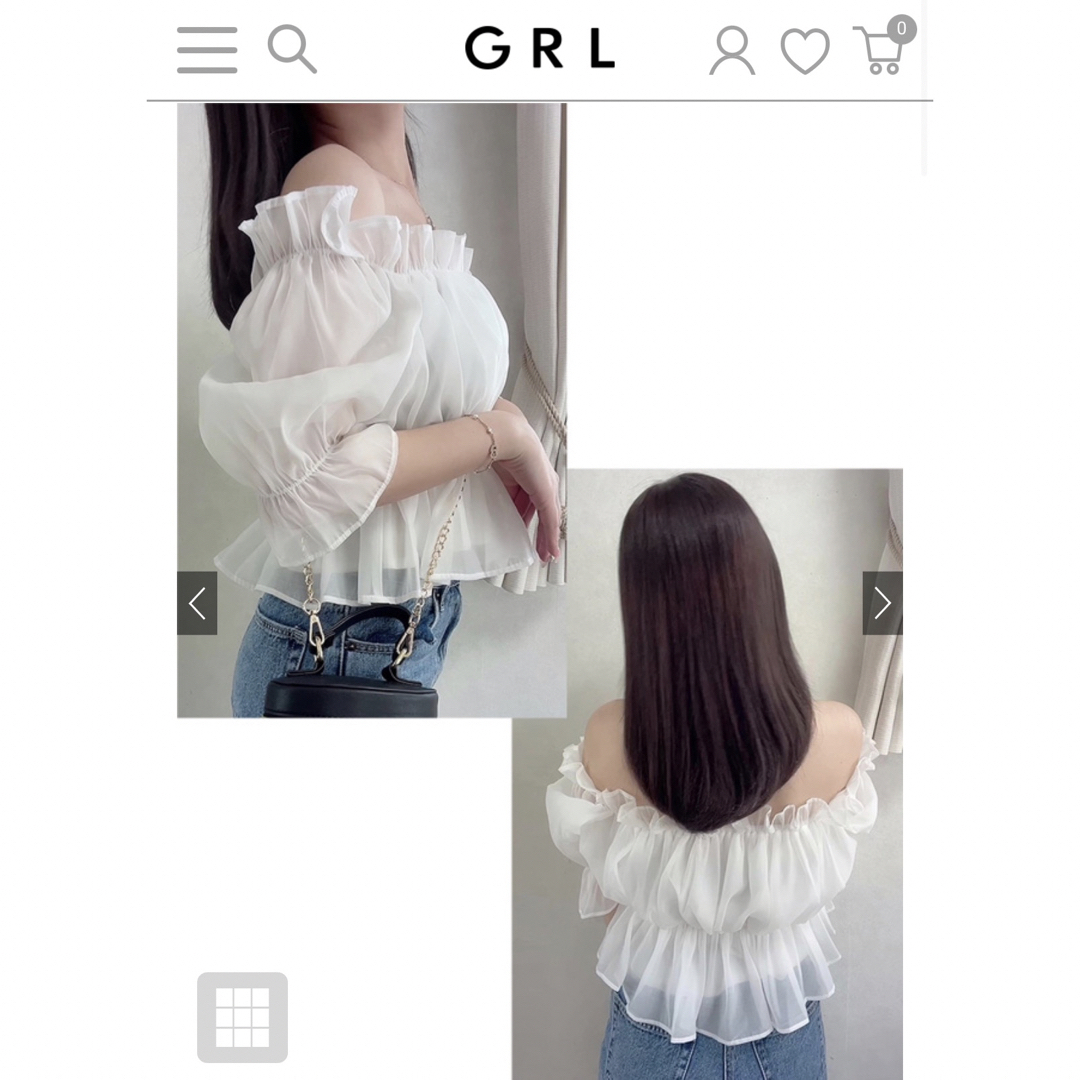 GRL(グレイル)のGRL シアーギャザーショート丈ブラウス[tu541] アイボリー タグ付き新品 レディースのトップス(シャツ/ブラウス(半袖/袖なし))の商品写真