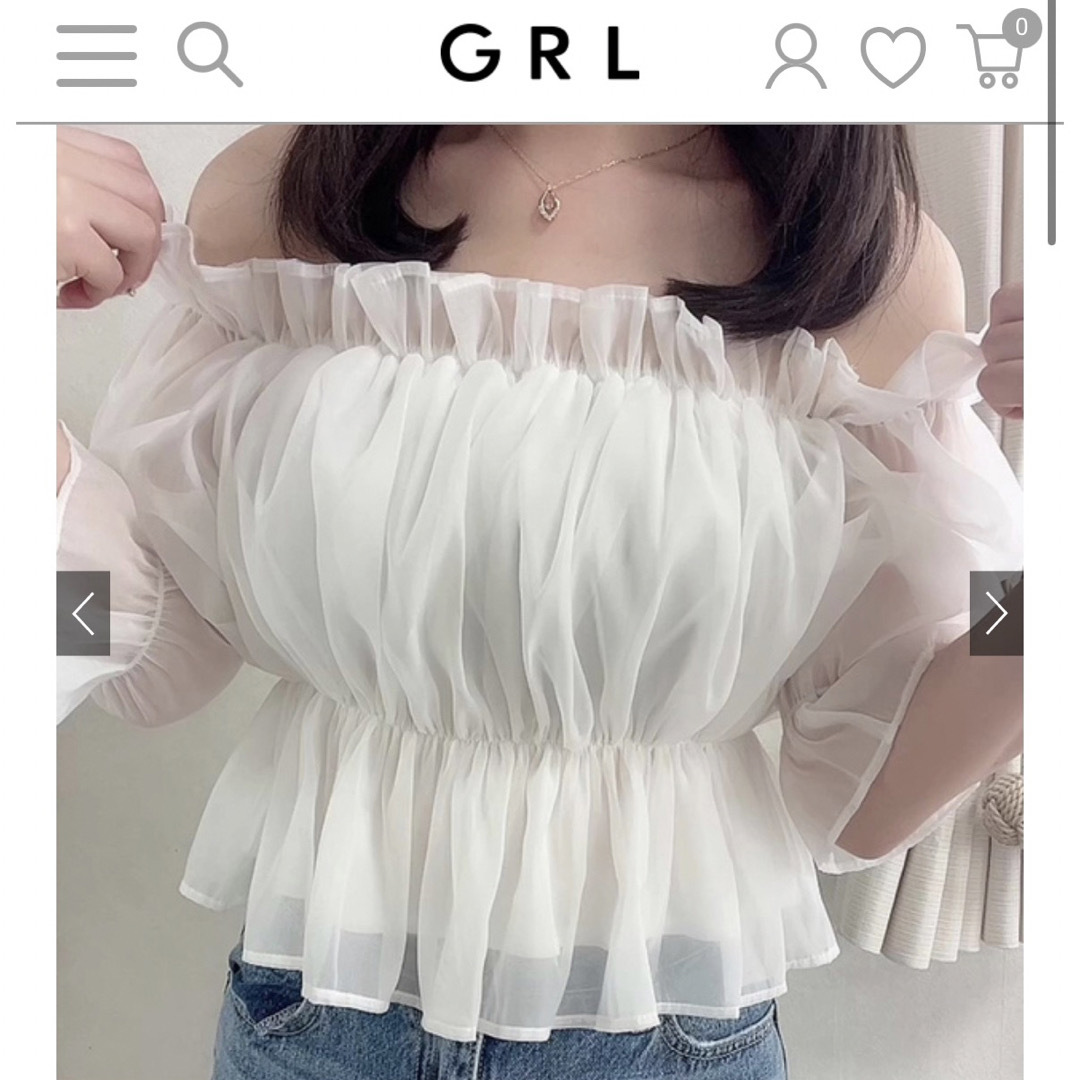 GRL(グレイル)のGRL シアーギャザーショート丈ブラウス[tu541] アイボリー タグ付き新品 レディースのトップス(シャツ/ブラウス(半袖/袖なし))の商品写真