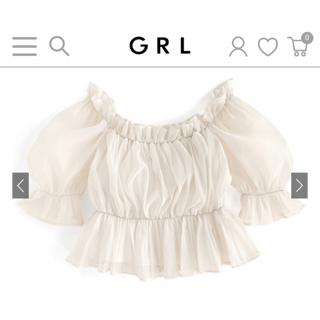 GRL(グレイル)のGRL シアーギャザーショート丈ブラウス[tu541] アイボリー タグ付き新品 レディースのトップス(シャツ/ブラウス(半袖/袖なし))の商品写真