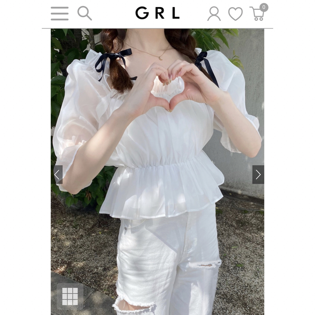 GRL(グレイル)のGRL シアーギャザーショート丈ブラウス[tu541] アイボリー タグ付き新品 レディースのトップス(シャツ/ブラウス(半袖/袖なし))の商品写真