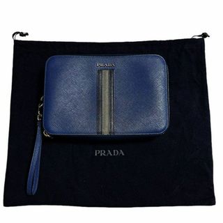 プラダ(PRADA)の【新品】PRADA　クラッチバッグ　ストラップ付　ネイビー　(セカンドバッグ/クラッチバッグ)