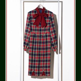 パメオポーズ(PAMEO POSE)のPAMEO POSE NEW HEART BOW PLAID DRESS(ひざ丈ワンピース)