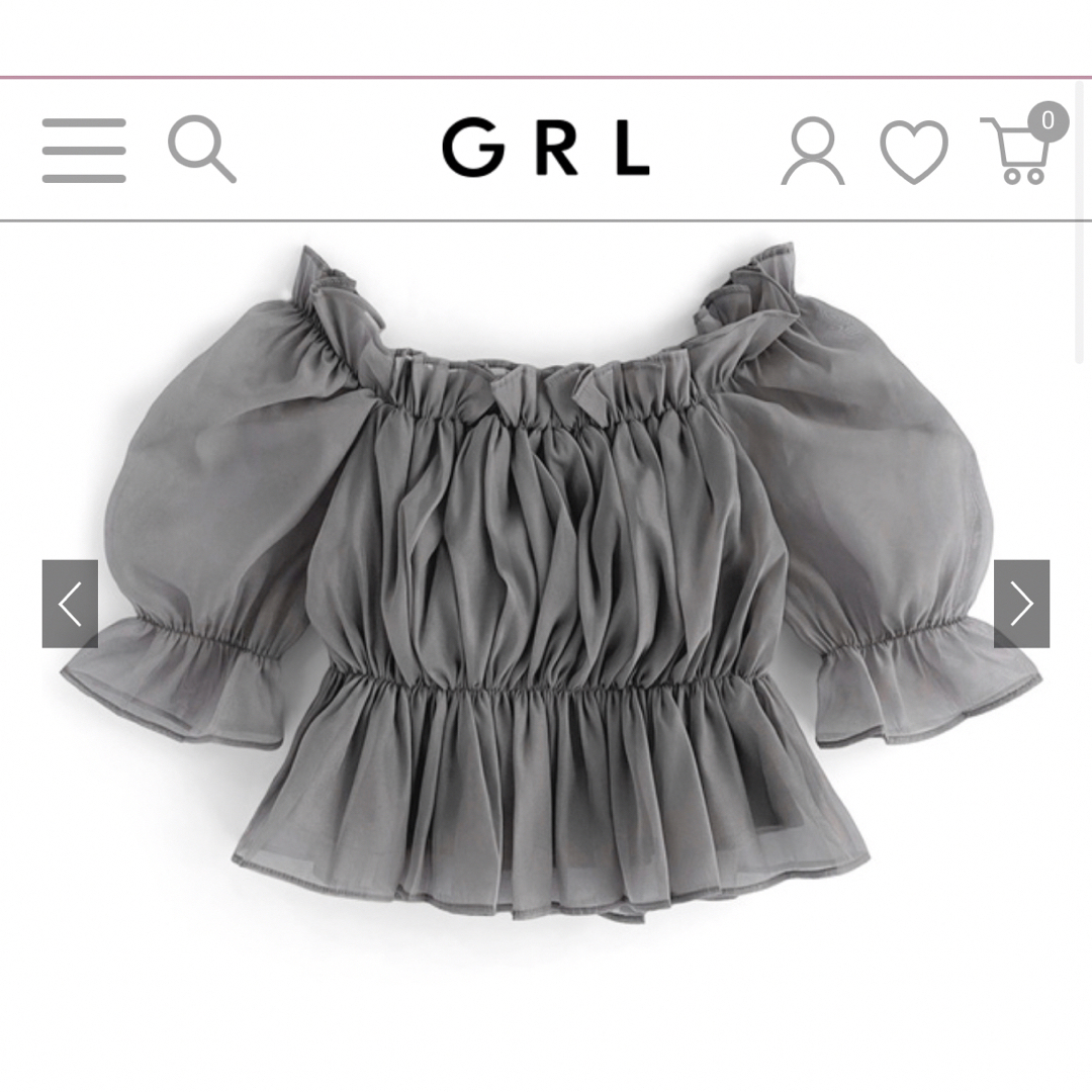 GRL(グレイル)のGRL シアーギャザーショート丈ブラウス[tu541] チャコール グレー 新品 レディースのトップス(シャツ/ブラウス(半袖/袖なし))の商品写真