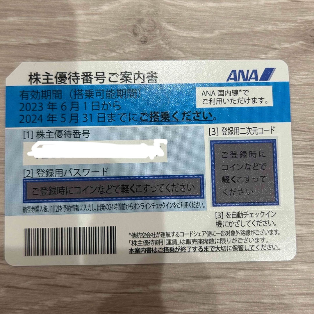 ANA全日空株主優待　1枚　期限2024/05/31 チケットの優待券/割引券(その他)の商品写真