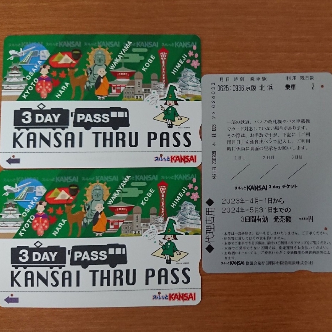 スルッとKANSAI関西 PASS 乗車券 残り2回×3枚 私鉄乗り放題 エンタメ/ホビーのコレクション(その他)の商品写真