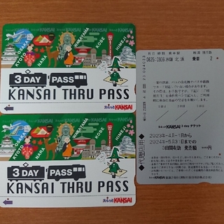 スルッとKANSAI関西 PASS 乗車券 残り2回×3枚 私鉄乗り放題(その他)