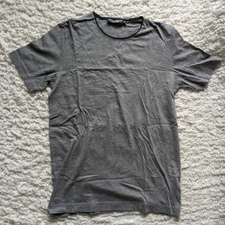 極美品□黒タグ DOLCE＆GABBANA/ドルチェ＆ガッバーナ ロゴ金具 クルーネック 半袖Tシャツ/カットソー グレー 50 イタリア製 正規品 メンズ