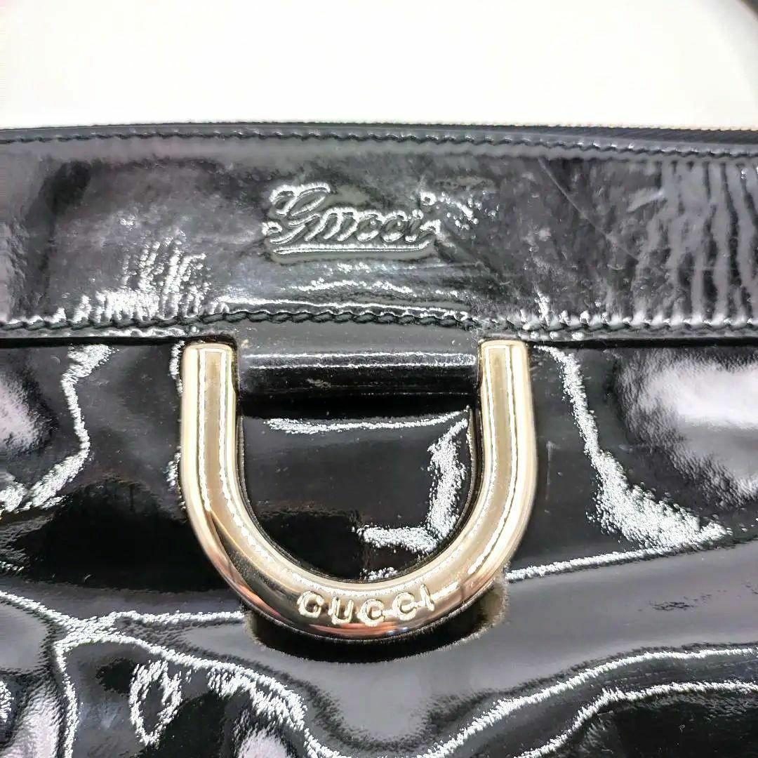 【GUCCI】 グッチ アビー エナメルトート 190248 ブラック 光沢