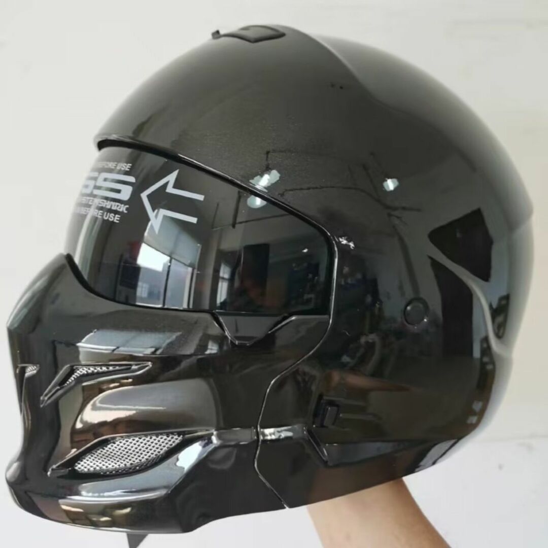 大人気！フリップアップ式 　ジェットヘルメット　艶有り黒　XLサイズ