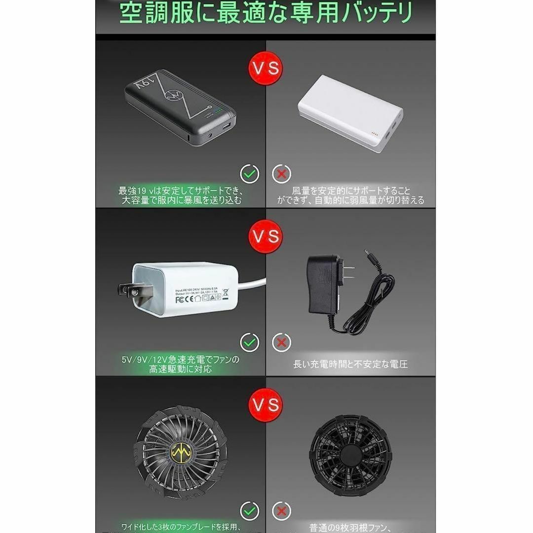 空調作業服 19V 20000mAh ファン バッテリー セット 98L/s対応