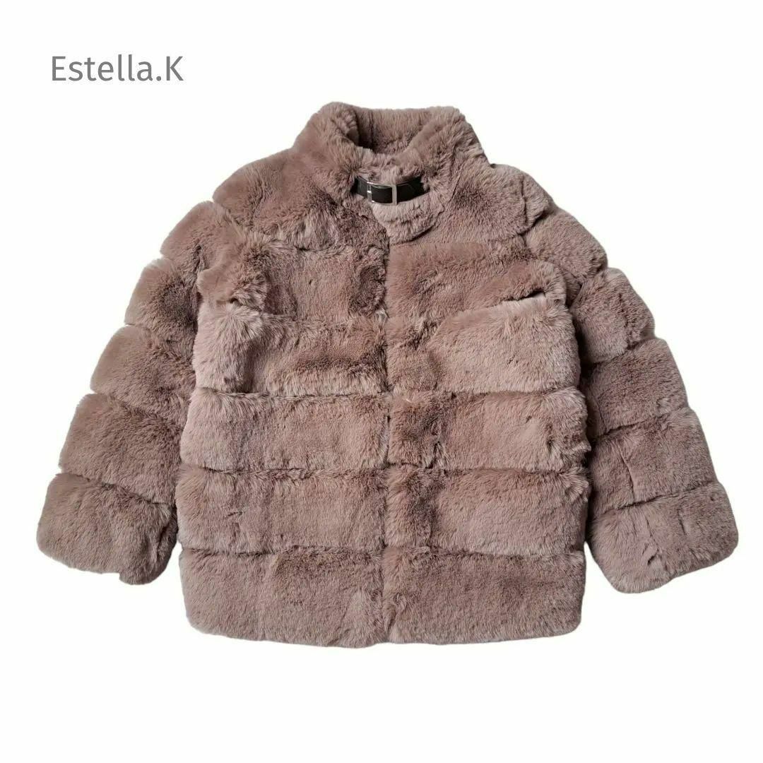 新品タグ付き Estella.K エステラケー ボーダーエコファーコート モカ