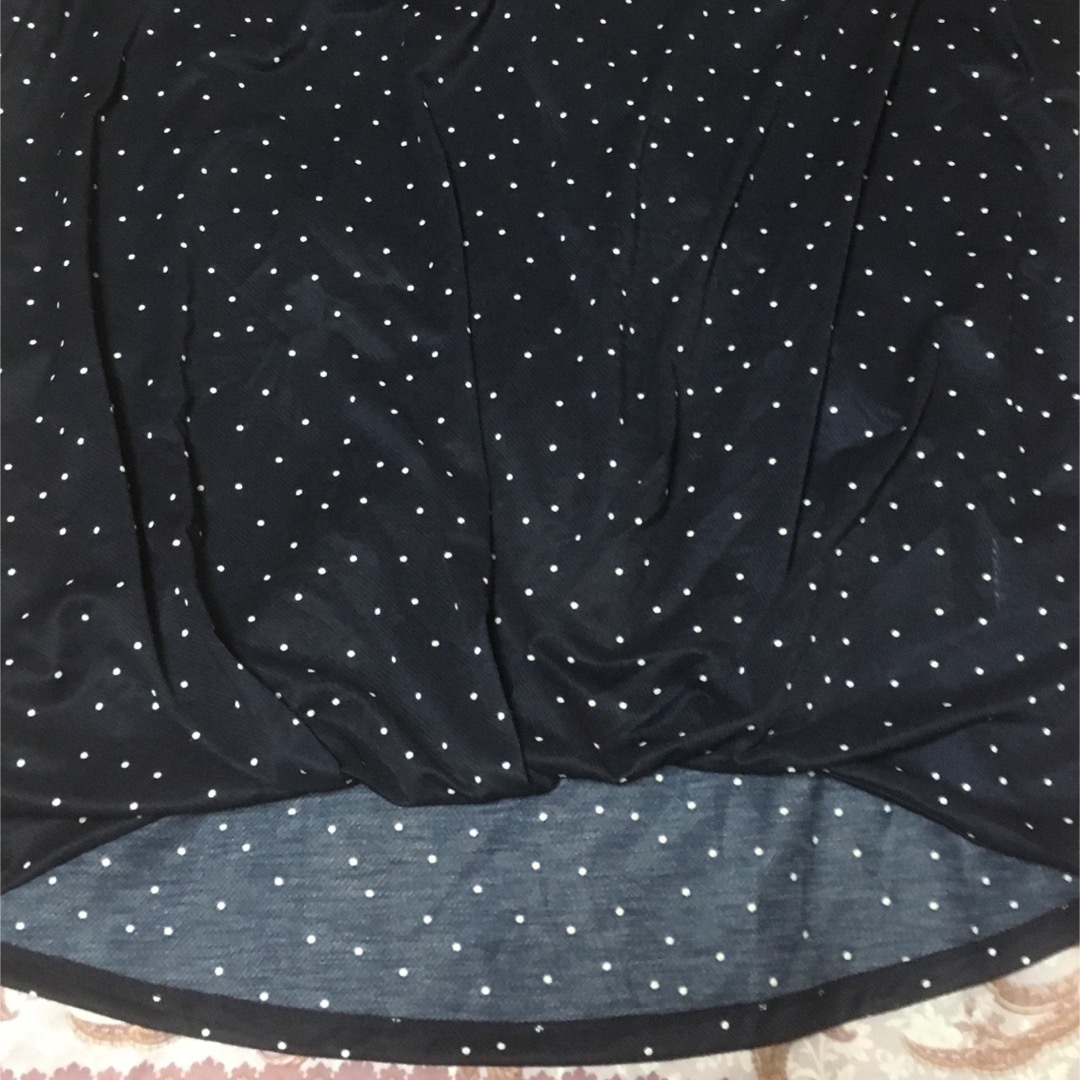しまむら(シマムラ)のしまむら新品ドット柄裾タックプルオーバーMネイビー レディースのトップス(カットソー(半袖/袖なし))の商品写真