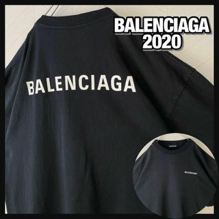 完売品 BALENCIAGA Tシャツ オーバーサイズ BB フェザー ロゴ 紺