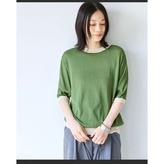 配色リンガー半袖ニットプルオーバー(Tシャツ(半袖/袖なし))