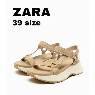 ザラ(ZARA)のZARA　スポーティサンダル　39サイズ　ベージュ系(サンダル)