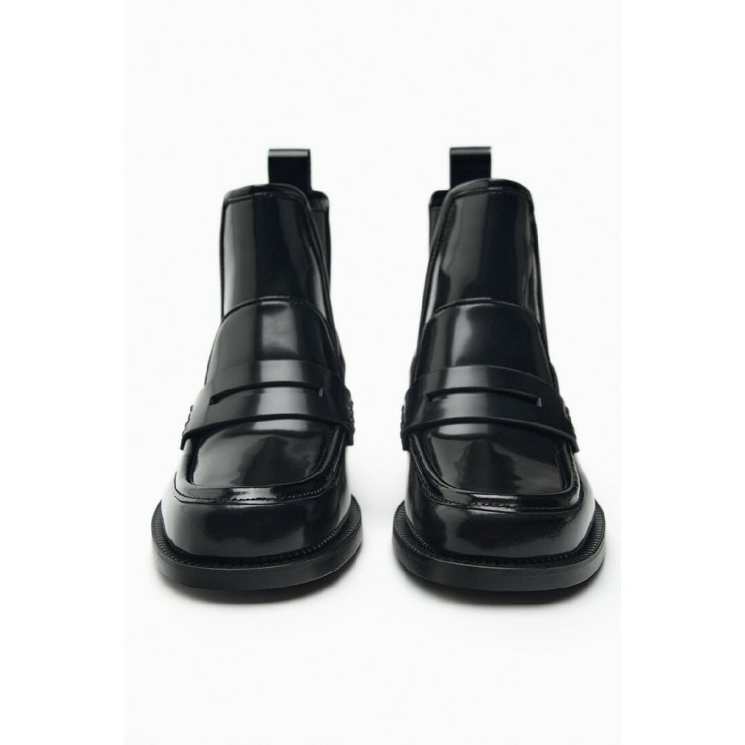 ZARA - ZARA レザーチェルシーブーツ 36サイズ ブラックの通販 ZARA - ZARA レザーチェルシーブーツ 36サイズ ブラックの通販