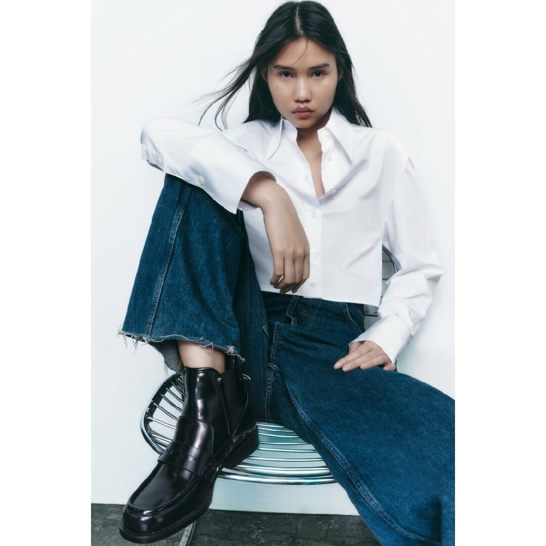 ZARA - ZARA レザーチェルシーブーツ 36サイズ ブラックの通販 ZARA - ZARA レザーチェルシーブーツ 36サイズ ブラックの通販