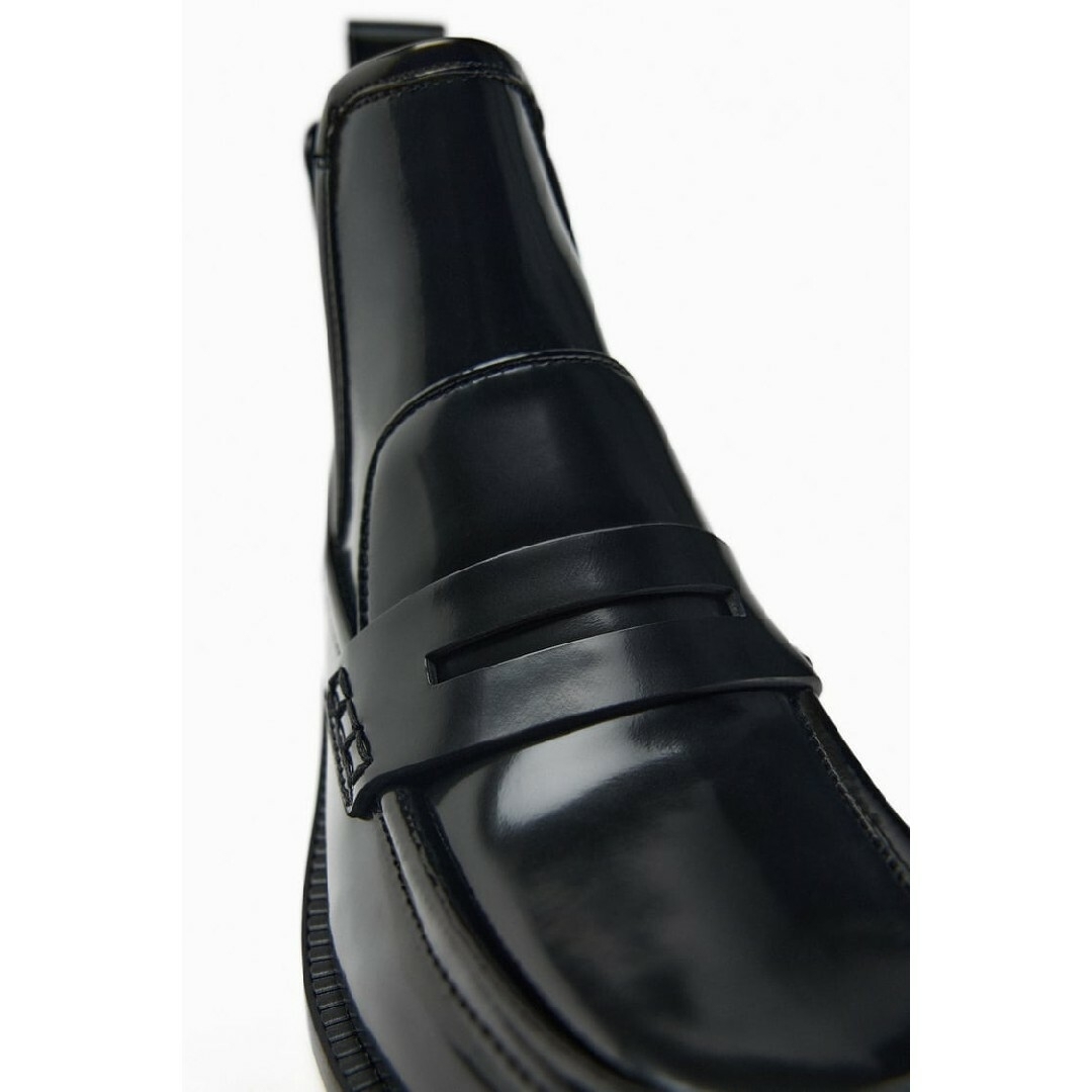 ZARA - ZARA レザーチェルシーブーツ 36サイズ ブラックの通販 ZARA - ZARA レザーチェルシーブーツ 36サイズ ブラックの通販