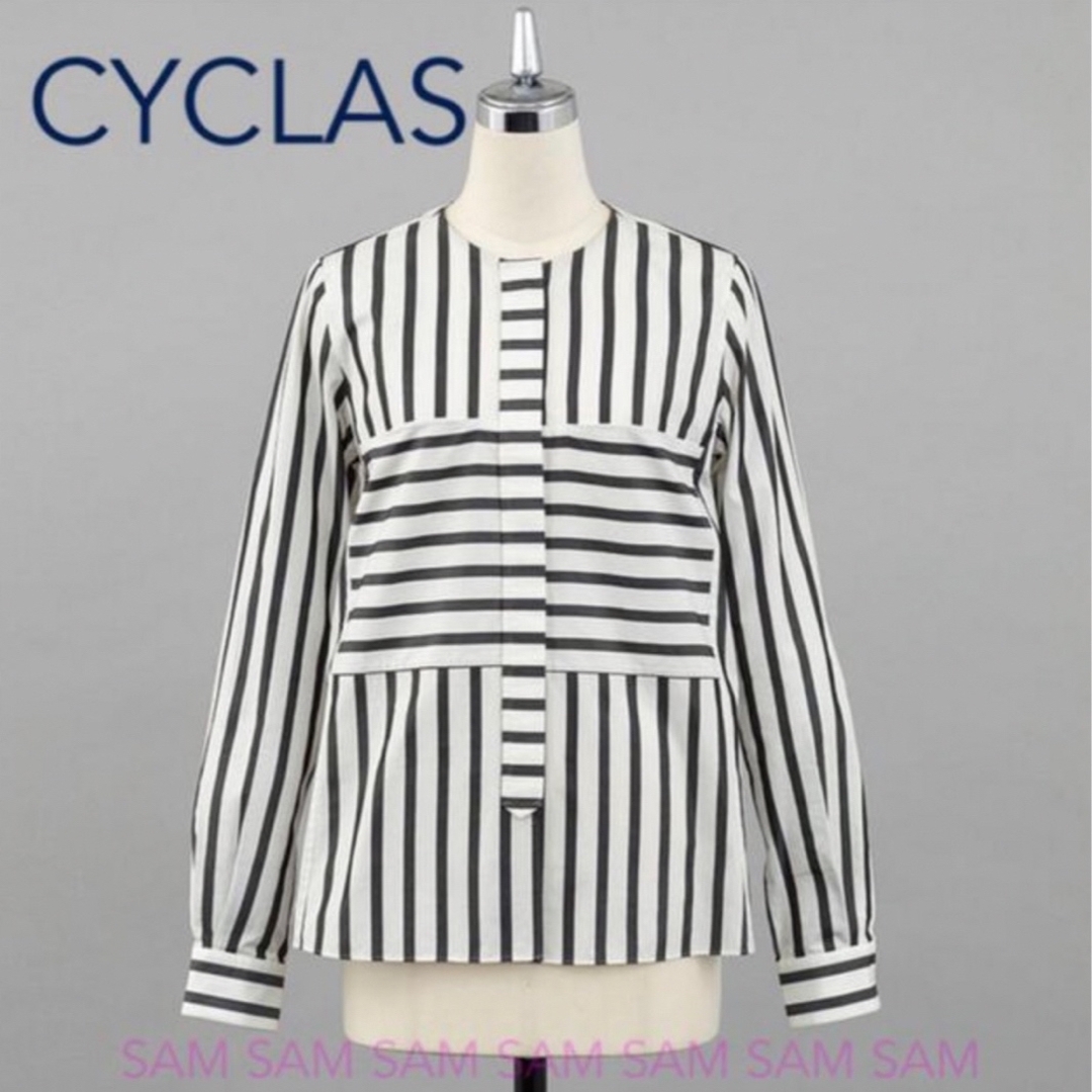 CYCLAS シクラス定番コットンシルクアイコニックストライプシャツ