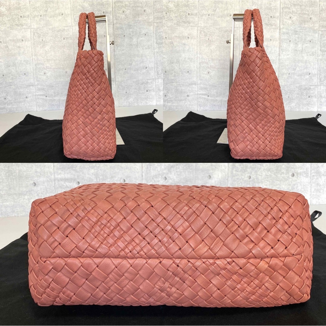 美品】FALORNI イントレチャート ローズピンク ラムレザー トート