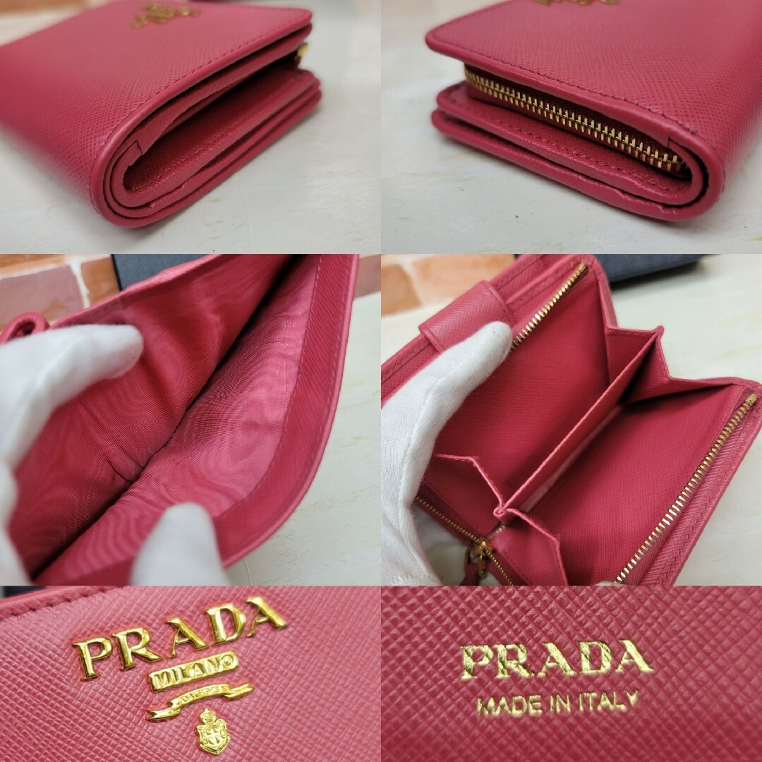 美品PRADA☆鑑定済☆サフィアーノ 1ML225 PEONIA プラダ財布