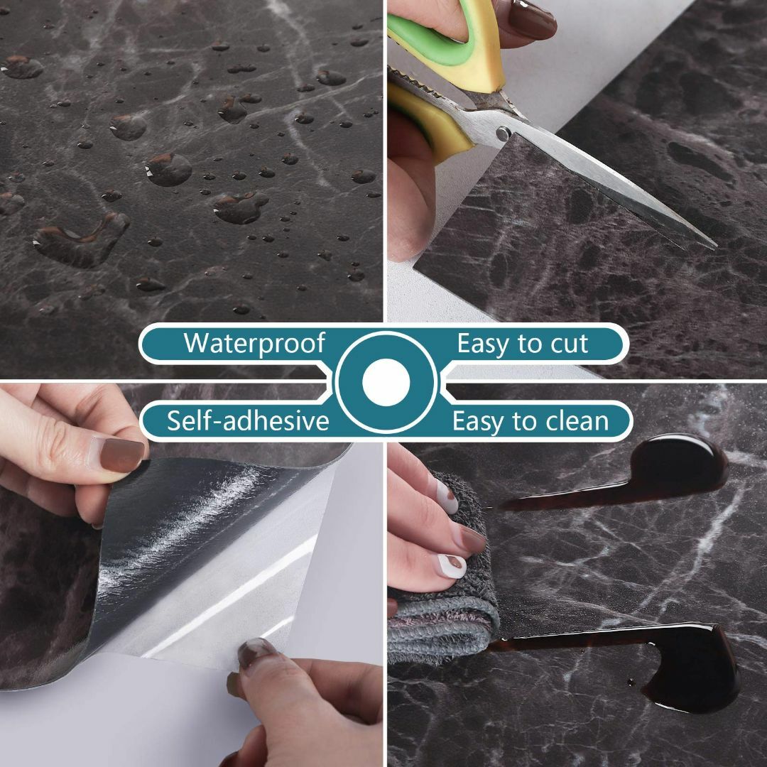 VEELIKE フロアタイル 床DIY ブラック 大理石調 置くだけ 60cmｘ30cm 24枚セット 約2.6畳 カットOK 接着剤不要 フロアシー - 2
