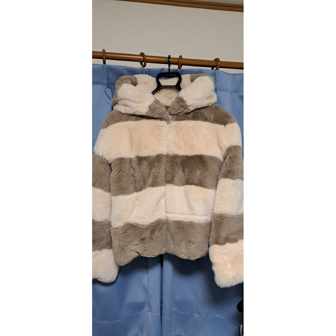 新品　ZARA バイカラー　ファーコート　ファージャケット