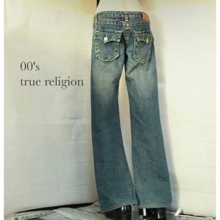 腰幅WAIST7600's true religion ローライズ フレアデニム 太ステッチ