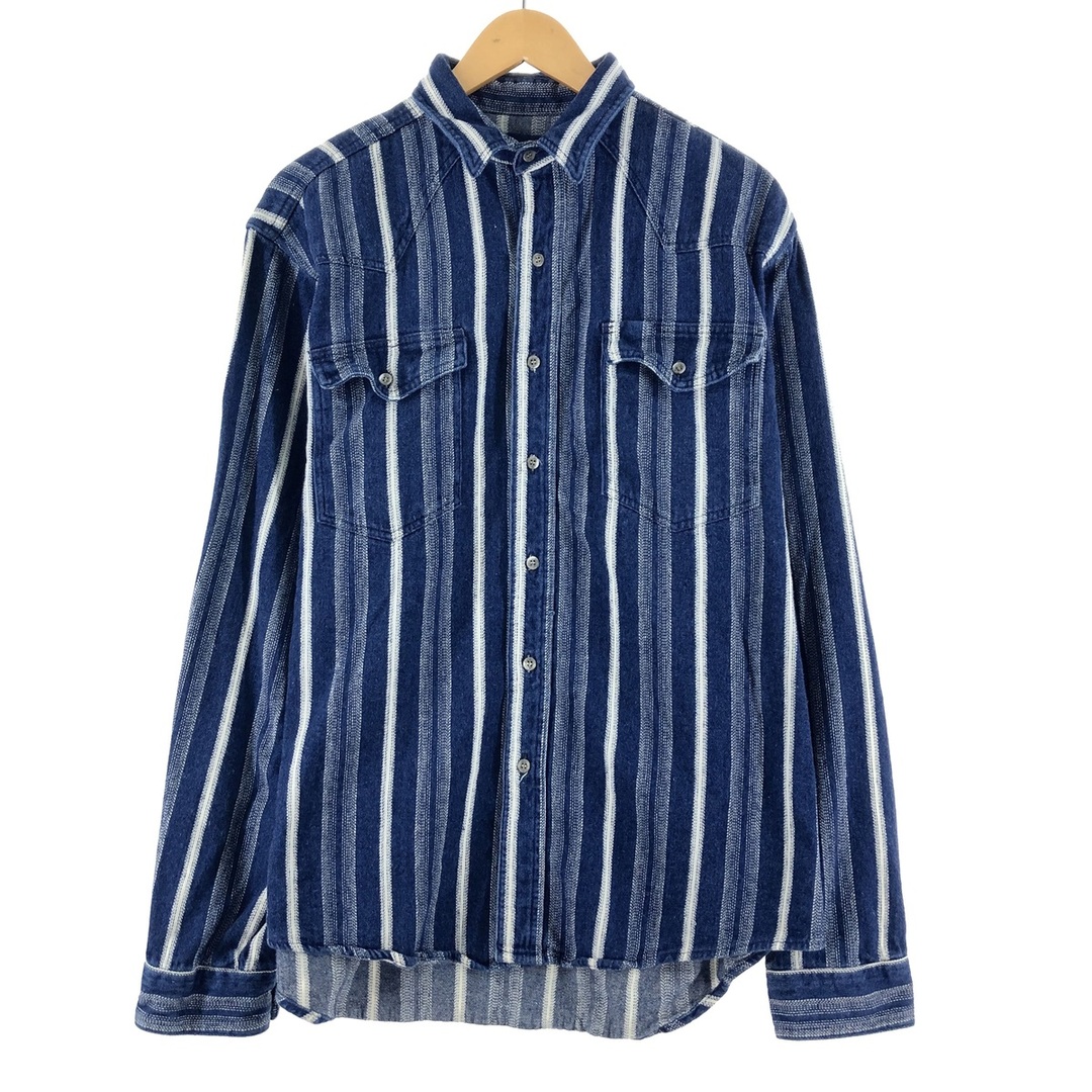 Wrangler(ラングラー)の古着 ラングラー Wrangler マルチストライプ 長袖 フランネルシャツ メンズL /eaa367462 メンズのトップス(シャツ)の商品写真