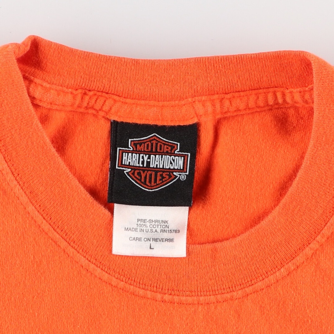 ハーレーダビッドソン Harley-Davidson Hanes ヘインズ 両面プリント 胸ポケット モーターサイクル バイクTシャツ USA製 メンズL /eaa367502 2